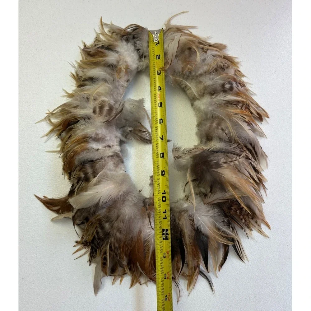Vtg Pheasant Feather Natural Wreath Fall Rustic Decor Hat Band Hair Boho Whimsy